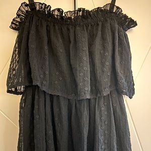 Hazel dress M tiered ruffle style maxi eyelet black